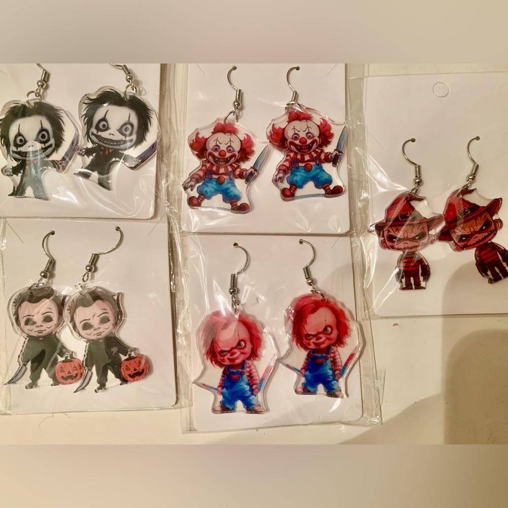 Lot of 5 NWT Horror Character dangle earrings